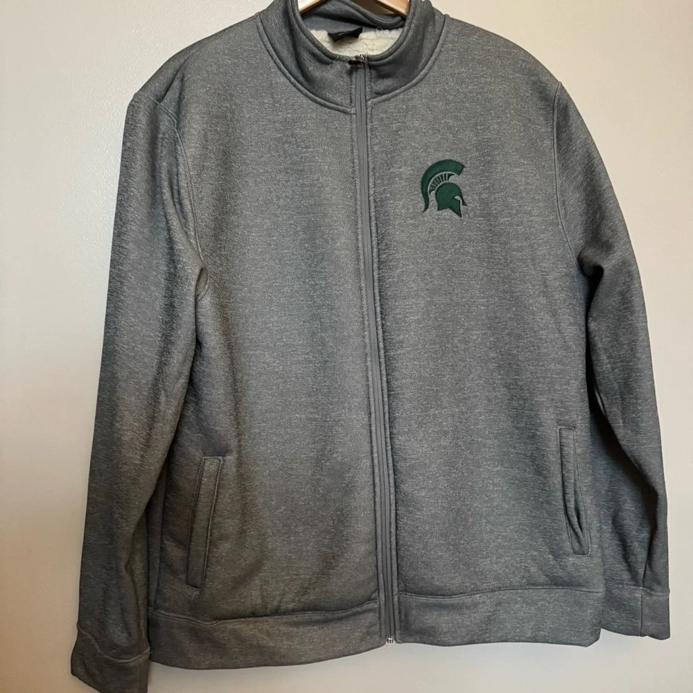 MICHIGAN STATE MSU Size XL Sherpa Lined Full Zip Up Jacket Long Sleeve Top